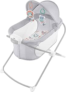 Fisher-Price Soothing View Projection Bassinet – Rainbow Showers, folding portable baby cradle with projection light for newborns and infants