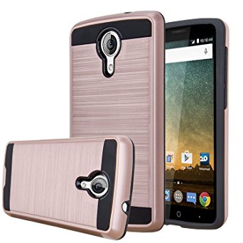 ZTE N817 Case, ZTE Uhura/ Ultra/ Quest Case, Aomax@ Hard Silicone Rubber Hybrid Armor Shockproof Protective Holster Cover Case For ZTE N817 (VLS ARMOR Rose Gold)