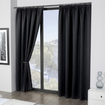 Luxury Thermal Supersoft Blackout Curtains Black 66" x 72"(168cm x 183cm)