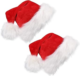 CCINEE Santa Hat，Christmas Red Velvet Hats for Adults Xmas Holiday Home Party Decoration, 2 Pack