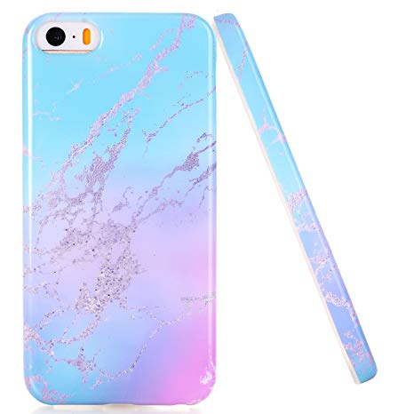 iPhone 5 Case,iPhone 5S Case, LUOLNH Gorgeous Marble Design Shockproof Clear Bumper TPU Soft Case Rubber Silicone Skin Cover Case for iPhone 5 5s SE(Style-1)