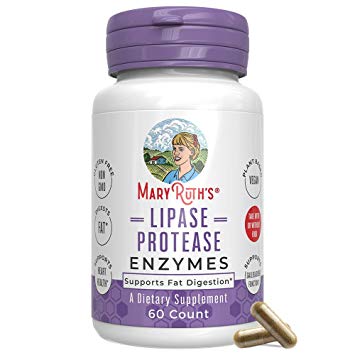 Ultra Lipase Enzymes for Liver Detox & Fat Digestion by MaryRuth - Digestive Enzymes Supporting Healthy Cholesterol Levels and Nutrient Absorption - Vegan Lipase Protease Supplement - 60 Count