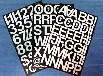 Pack of 79 x 2" (50mm) White Vinyl Sticky Letters & Numbers , Self-Adhesive , Stick on , Cut-to-shape , waterproof lettering for signs, vehicles, boats, posters & school projects