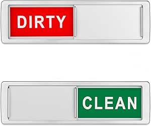 Dishwasher Magnet Clean Dirty Sign Non-Scratching Strong Magnet or 3M Adhesive Options Indicator Tells Whether Dishes are Clean or Dirty (Silver)