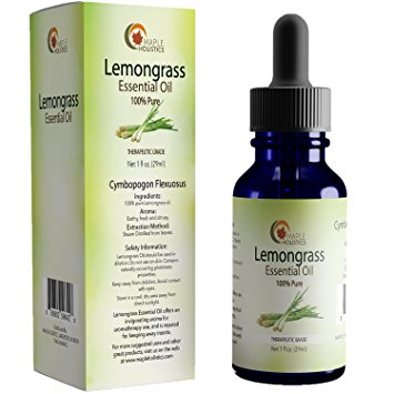 Pure Lemongrass Essential Oil - 100% Natural & Therapeutic Food Grade - Massage, Hair, & Aromatherapy Benefits - 1oz - Guaranteed By Maple Holistics