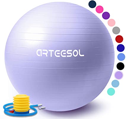 arteesol Exercise Ball, Anti-Burst Yoga Ball with Quick Pump Birthing Ball 45cm/55cm/65cm/75cm/85cm Thick Balance Ball Chair for Birthing Fitness Workout Stability Pilates, Gym & Home