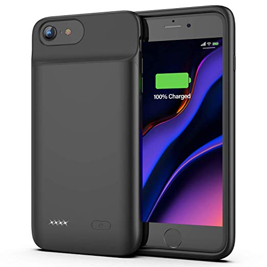Lonlif Battery Case for iPhone 7/8, 3200mAh Portable Charging Case Protective Slim Extended Battery Pack Charger Case (Black)