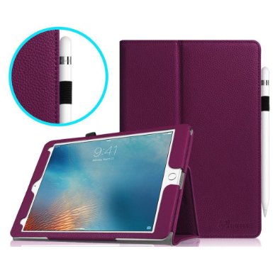 Fintie iPad Pro 9.7 Case, Premium Vegan Leather Folio [Slim Fit] Standing Protective Smart Cover with Auto Sleep / Wake Feature for Apple iPad Pro 9.7 Inch 2016 Release Tablet, Purple
