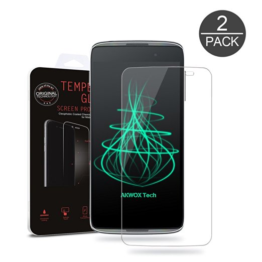 (Pack of 2) Glass Screen Protector For Idol 3 5.5inch, Akwox [0.33mm 2.5D High Definition 9H ]Premium Clear Tempered Glass Screen Protector Film For Alcatel OneTouch IDOL 3