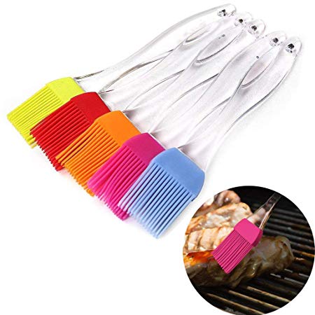 Silicone Basting Pastry & BBQ Brush Set - Uniwit 5 PCS Silicone BBQ Pastry Oil Brush Turkey Baster,Barbecue Utensil use for Grilling and Marinating (6.89" 1.28"(LW))