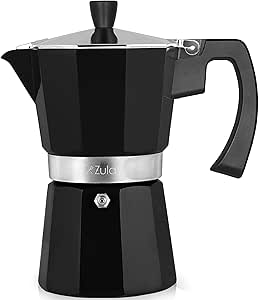 Zulay Premium Moka Pot Espresso - Leak-Proof Stovetop Espresso Maker - Perfect for Authentic Cuban & Italian Style Espresso - Makes 12 Espresso Cups - Black