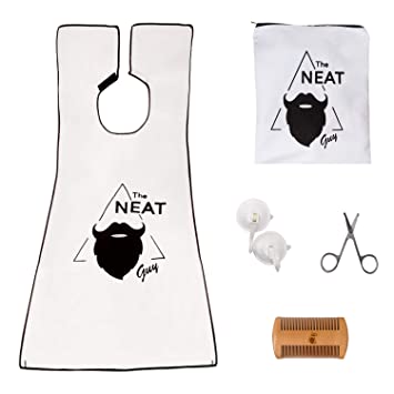 The Neat Guy 5-PACK Beard Catcher Kit with Beard Apron/Bib for Mess-Free Shaving   Comb   Scissor   Bag, All you Need for a Good, Clean Shave, The Perfect Present for Valentine's Day