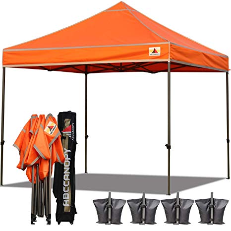 ABCCANOPY Pop up Canopy Tent Commercial Instant Shelter with Wheeled Carry Bag, 10x10 FT Hi-Vision Orange