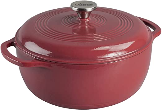 Lodge Enameled Cast Iron Dutch Oven, 6 Qt, Cranberry