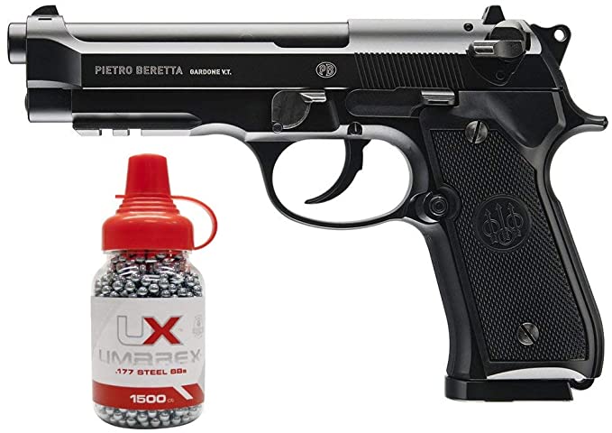 Umarex Beretta Fully Licensed 92A1 CO2 Full Metal Semi/Full Auto Blowback Airgun Black W/Free 1500 .177 BB - HSA is A Real Manufacturers Authorized Dealer Since 1999