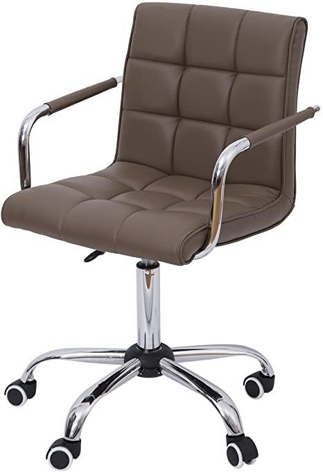 HOMCOM Modern Tufted PU Leather Midback Home Office Chair with Lumbar Support - Brown