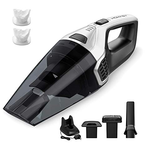 Homasy Upgraded Handheld Vacuum Cleaner Cordless, Powerful Lightweight Cyclonic Suction Cleaner, Rechargeable Quick Charge, Wet Dry Vacuum Cleaner for Pet Hair, Home and Car Cleaning(Silver)