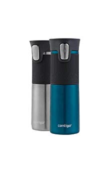 Contigo AUTOSEAL Vacuum Insulated Stainless Steel Travel Mugs (2, Biscay Bay/ Stainless Steel)