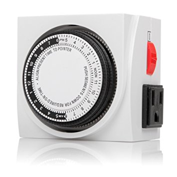 Century Heavy Duty Mechanical Timer Dual Outlet - 24 Hours