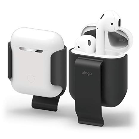 elago AirPods Belt Clip - [Convenient Portability][Protection][Soft Feel Coating] – for AirPods (Black)