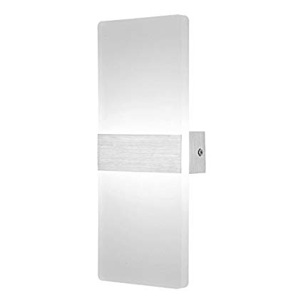 JoyNano 12W LED Wall Sconces Modern Brief Flat-Panel Lamp 6200K Cool White Bedroom Hallway Staircase Decorative Lighting Aluminum Base Acrylic Shell