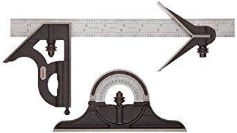 Starrett C435-12-4R Combination Set, Cast Iron Heads, Satin Chrome Blade, 12", 4R Grad,