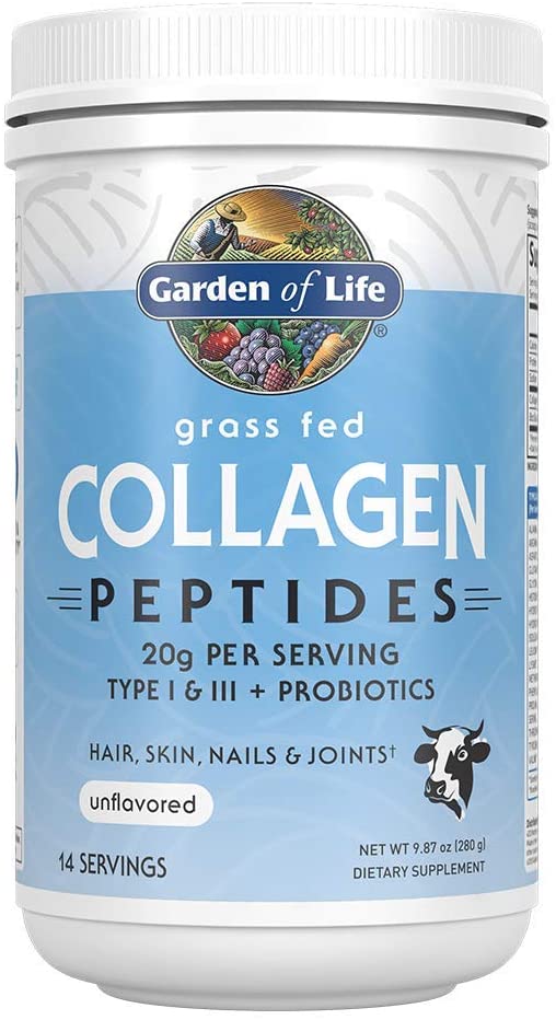 Garden of Life Grass Fed Collagen Peptides Powder – Unflavored Collagen Powder for Women Men Hair Skin Nails Joints, Hydrolyzed Collagen Protein Supplements, Post Workout, Paleo & Keto, 14 Servings