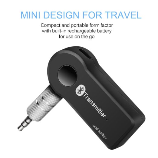 Bluetooth Stereo TransmitterSinvitron Mini V40 A2DP Portable Wireless Stereo Music Transmitter Support Two Bluetooth HeadphonesheadsetSpeakers Simultaneously for TV PC MP3MP4 Etc