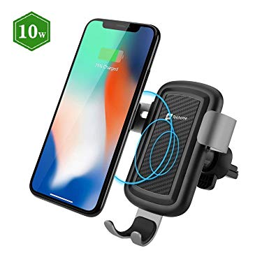 QI Wireless Car Charger Mount, 10W TekHome Wireless Fast Charging Air Vent Phone Holder Compatible for iPhone XR XS Max X 8 Plus 8, Galaxy S9 Plus S8 S7 Edge S6 Note 9 8 7 6 5.