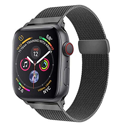 GBPOOT Compatible For Apple Watch Band 38mm 40mm 42mm 44mm, Stainless Steel Mesh Milanese Wristband Loop with Soft Silicone Strap Replacement Band Compatible Iwatch Series 4,Series 3,Series 2,Series 1