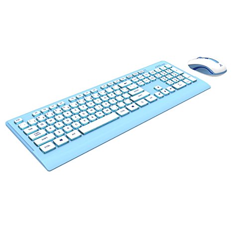Azio HUE Wireless Keyboard and Mouse, Berry Blue (KM507BU)