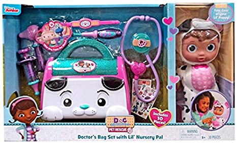 Disney Junior Doc Mcstuffin Pet Rescue Doctor's Bag Set with Lil' Nursery Pal Playset (Puppy)
