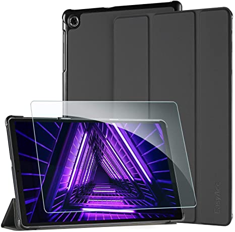 EasyAcc Case for Lenovo Tab M10 FHD Plus (2nd Gen) 10.3 Inch with Tempered Glass - Ultra Thin Case with Stand Function Auto Sleep/Wake Up Function Slim Protective Case for Lenovo Tab M10 Plus (Black)