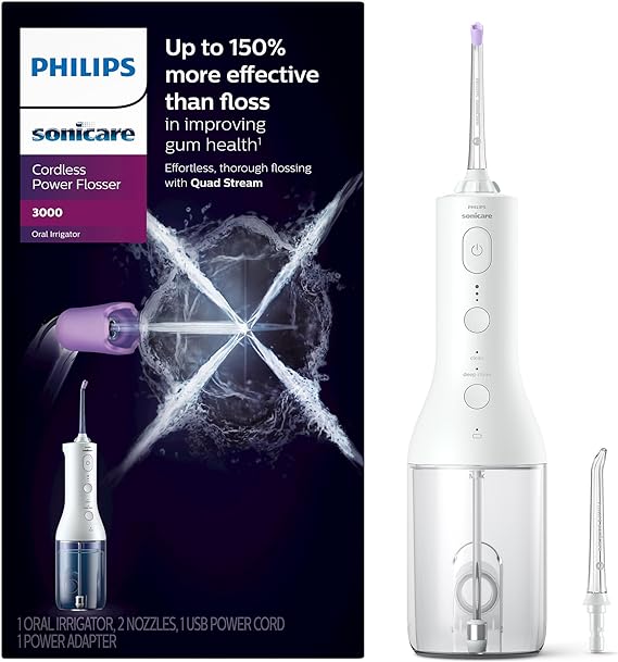 Philips Sonicare Power Flosser 3000 Cordless, Oral Irrigator, White HX3826/21