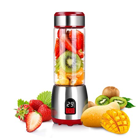 Portable-Personal-Blender for Smoothies , Guguyeah USB-Glass-Blender- Juicer-Cup with Rechargeable Battery, Single Serve Fruit Mixer, 15 oz Multifunctional Small Shakes and Smoothies Travel-Blender (FDA, BPA Free)