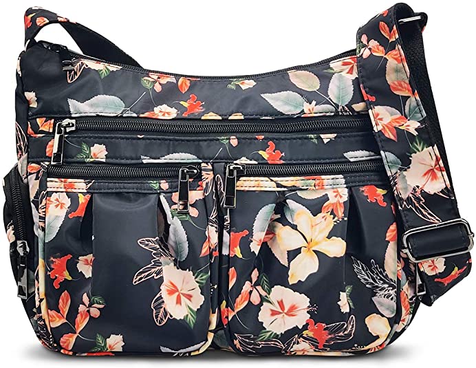 Crossbody Bags for Women RFID Multi Pocketbooks Shoulder Bag Waterproof Messenger Bag Nylon Travel Purses and Handbags