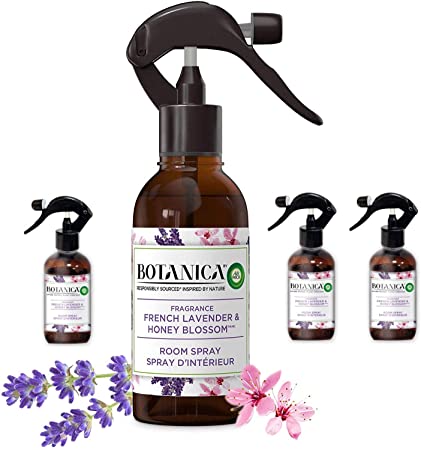 Botanica by Air Wick Air Freshener Room Spray, French Lavender and Honey Blossom, 350 Sprays per Bottle, Pack of 4, Essential Oils