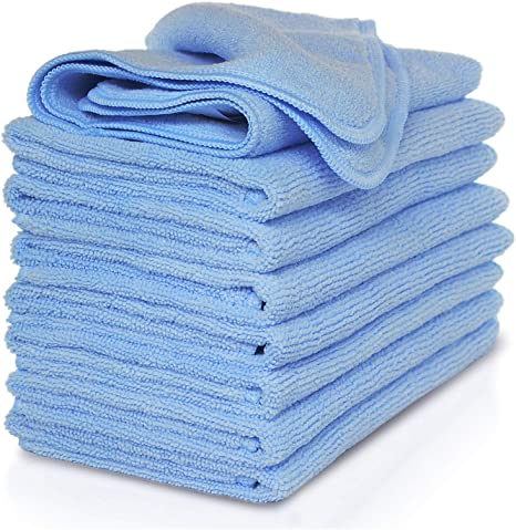 VibraWipe Microfiber Cleaning Cloth 8-Pack, Large Size 14.2"x14.2", Trap Dust, Dirt and Pet Dander in Split Fibers. Absorb up to 5X Their Weight in Liquid – Machine Washable, Reusable and Lint-Free