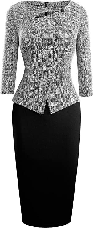 HOMEYEE Women's Elegant Chic Bodycon Formal Dress B288