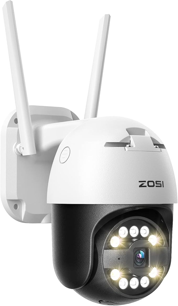 ZOSI C296 5MP WiFi Pan/Tilt Camera,3K Plug-in PT Outdoor Camera for Home Surveillance,Smart Person Vehicle Detection,Night Vision,2 Way Audio,Floodlight Siren,5X Digital Zoom,Cloud & SD Card Storage