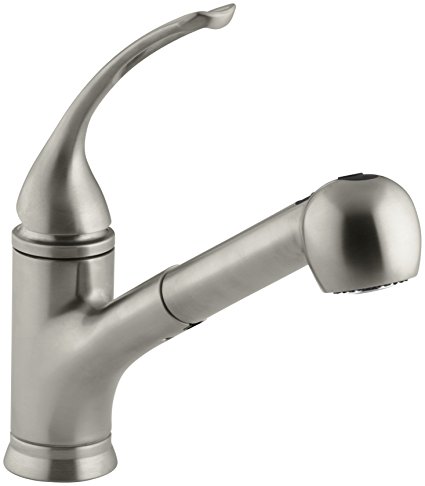 KOHLER K-15160-L-BN Coralais Single Control Pullout Spray Kitchen Sink Faucet, Vibrant Brushed Nickel