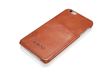 KAVAJ leather case back cover Tokyo for the iPhone 6S Plus and iPhone 6 Plus 55 inch cognac brown - genuine leather overlay on PC back cover with business card compartment Slim back cover as premium accessory for the original Apple iPhone 66S Plus doubles as a wallet