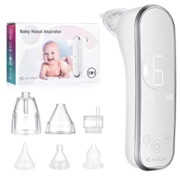 Baby Nasal Aspirator,2 in 1 Baby Nose Cleaner Electric Nose Suction with 6 Adjustable Suction Levels and 3 Silicone Tips,2 Blackhead Remover Probes,Automatic Booger Sucker for Newborns and Toddlers