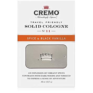 Cremo Solid Cologne That Fits In Your Pocket So You Can Apply Discreetly - Spice & Black Vanilla.45 Ounce Tin