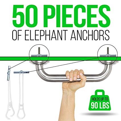 [Pack of 50-1/4 Anchors] NO Stud Required Heavy Duty Drywall Anchors. Wall or Ceiling. New Generation of Wing Anchor/Toggle Bolt/Butterfly Anchor. 5X Faster Install, Small Hole, Holds 2X More.