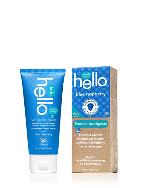 Hello Oral Care Kids Fluoride Toothpaste, Blue Raspberry, 4.2 Ounce