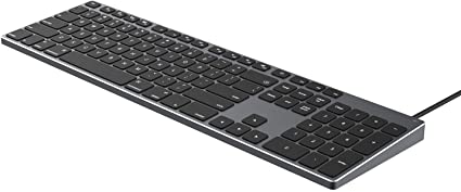 Aluminum Wired Keyboard for Apple MAC Computer/iMac and MacBook Pro Notebook, 180CM Corded USB Keyboard with Numerical Keypad Work as Magic Keyboard-Black
