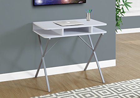 Monarch Computer Desk, White/Silver, 31"