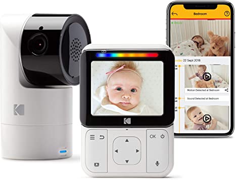 KODAK Cherish C225 Video Baby Monitor - Tilt/Pan/Zoom Camera, 2.8" HD Screen, Hi-res Camera, Remote Zoom, Two-Way Audio, Night-Vision, Long Range, WiFi Mobile App