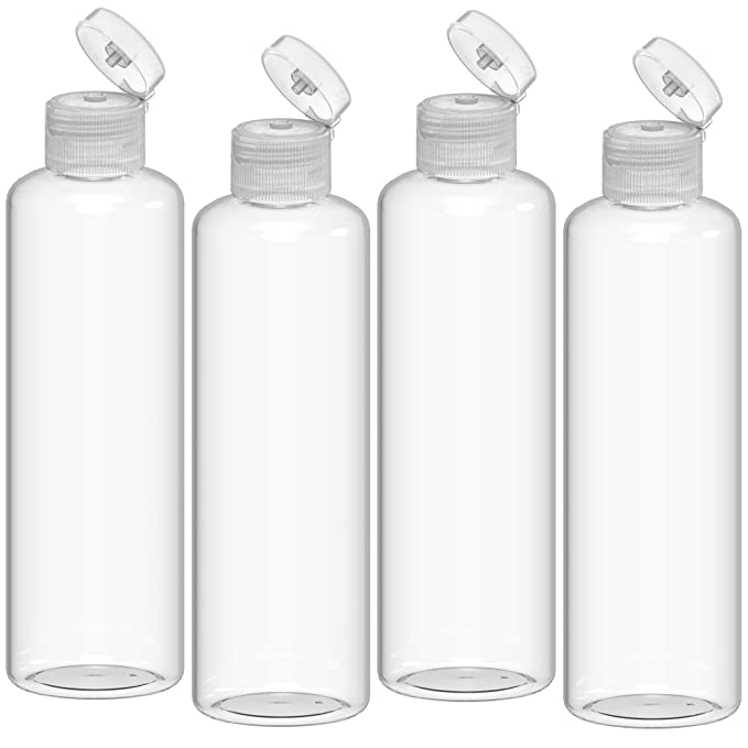Fortitude Small Squeeze 8 oz Bottles Flip Cap – Non-BPA Leakproof Clear (Pet) 240Ml Bottles with Flip Caps – Convenient Travel-Friendly Design – Ideal for Shampoo, Shower Gel, Sanitizer (5-Pack)